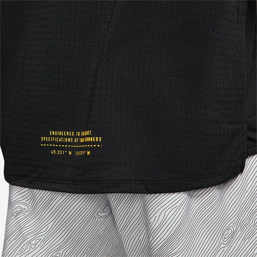 Nike Rise 365 Trail Running Mesh Knit Dri-FIT Short Sleeve Top Black DJ0600-010 - Picture 7 of 8
